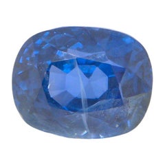 3.75 Carat GIA Certified Burma No Heat Cushion Cut Vivid Blue Sapphire