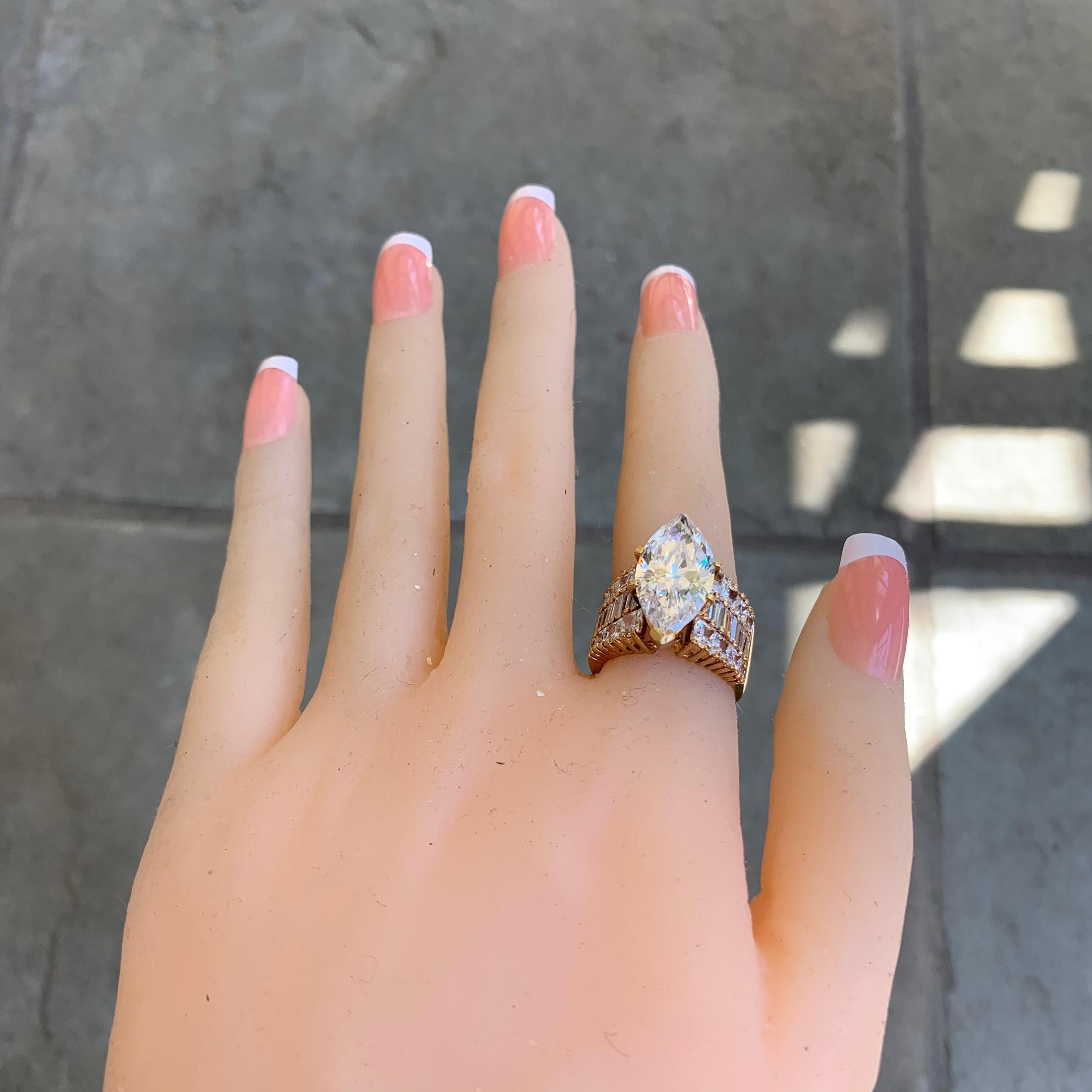 3.75 Carat Marquise Center Diamond, Rose Gold, Engagement Ring In New Condition For Sale In West Hollywood, CA