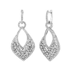 3.75 Carat Natural Diamond Drop Earrings G SI 14k White Gold