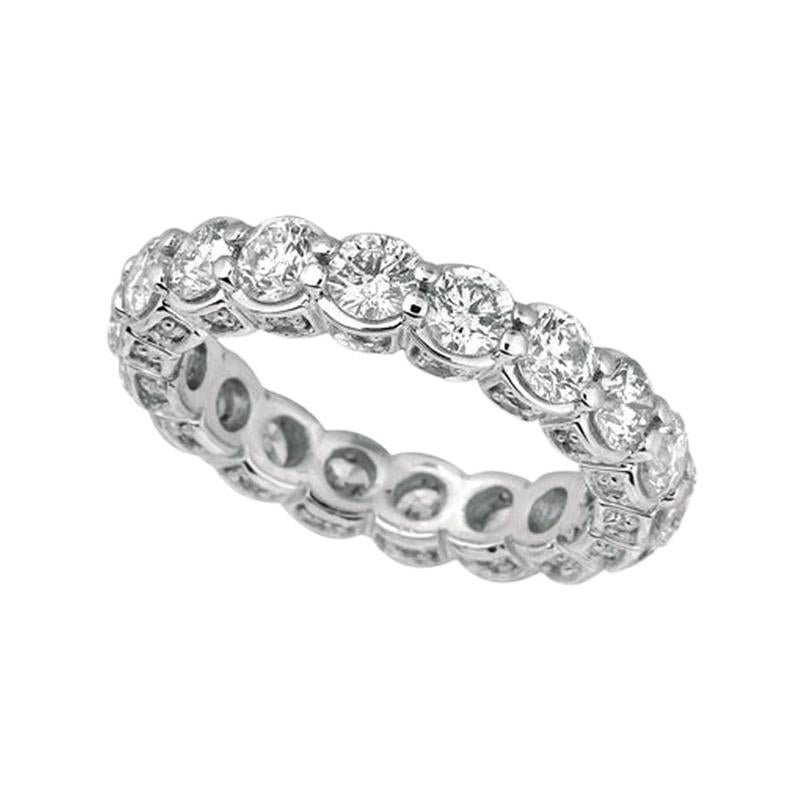 3.75 Carat Natural Diamond Eternity Ring Band G SI 18 Karat White Gold