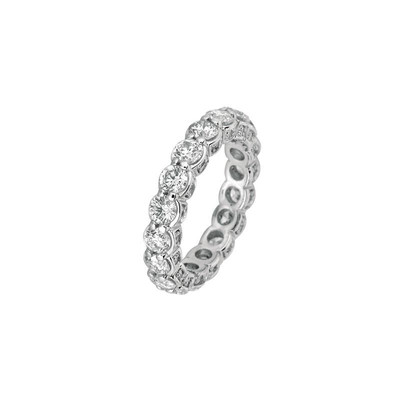 Contemporary 3.75 Carat Natural Diamond Eternity Ring Band G SI 18 Karat White Gold For Sale