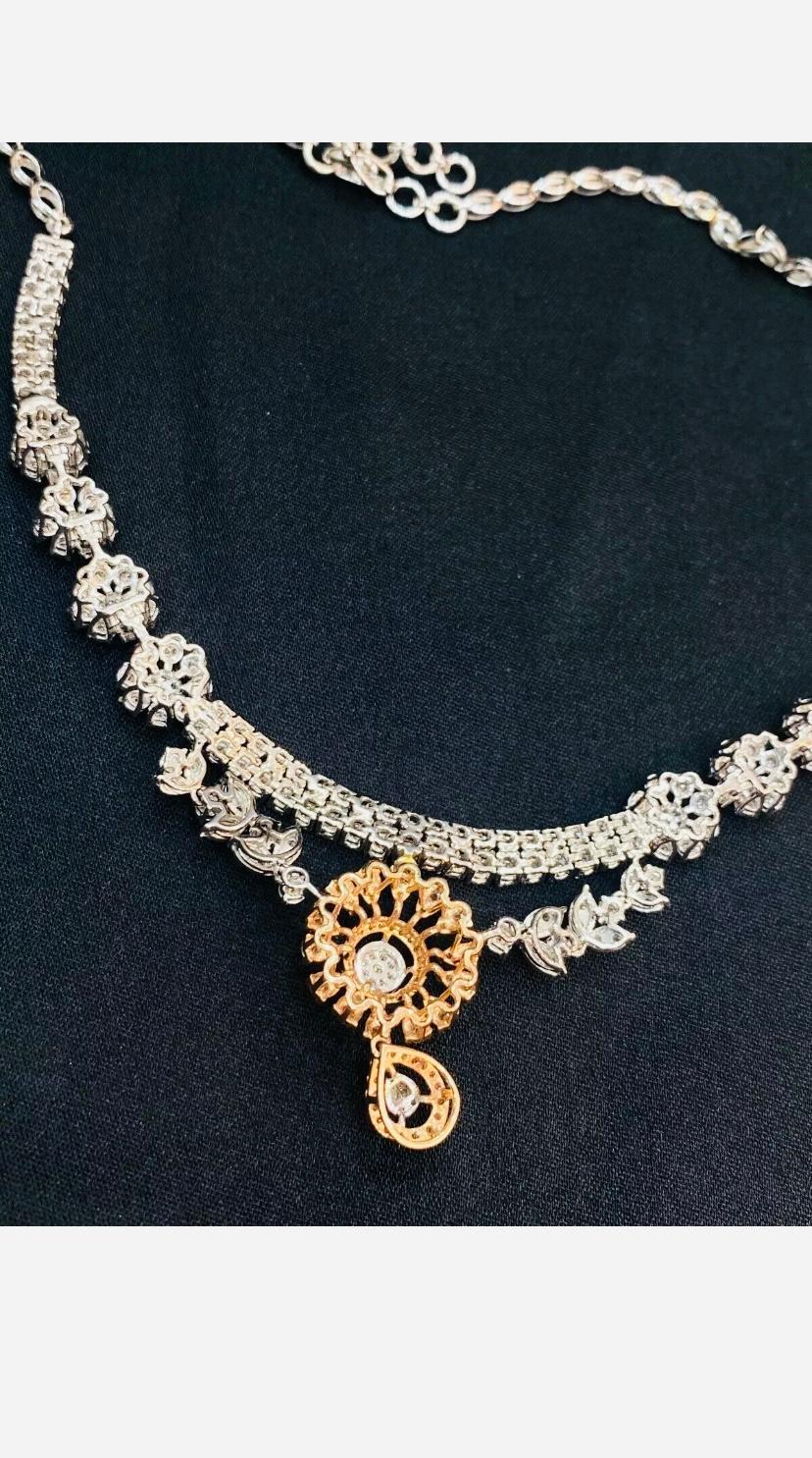 Collier en or rose/blanc avec diamants naturels de 3,75 carats en vente 7