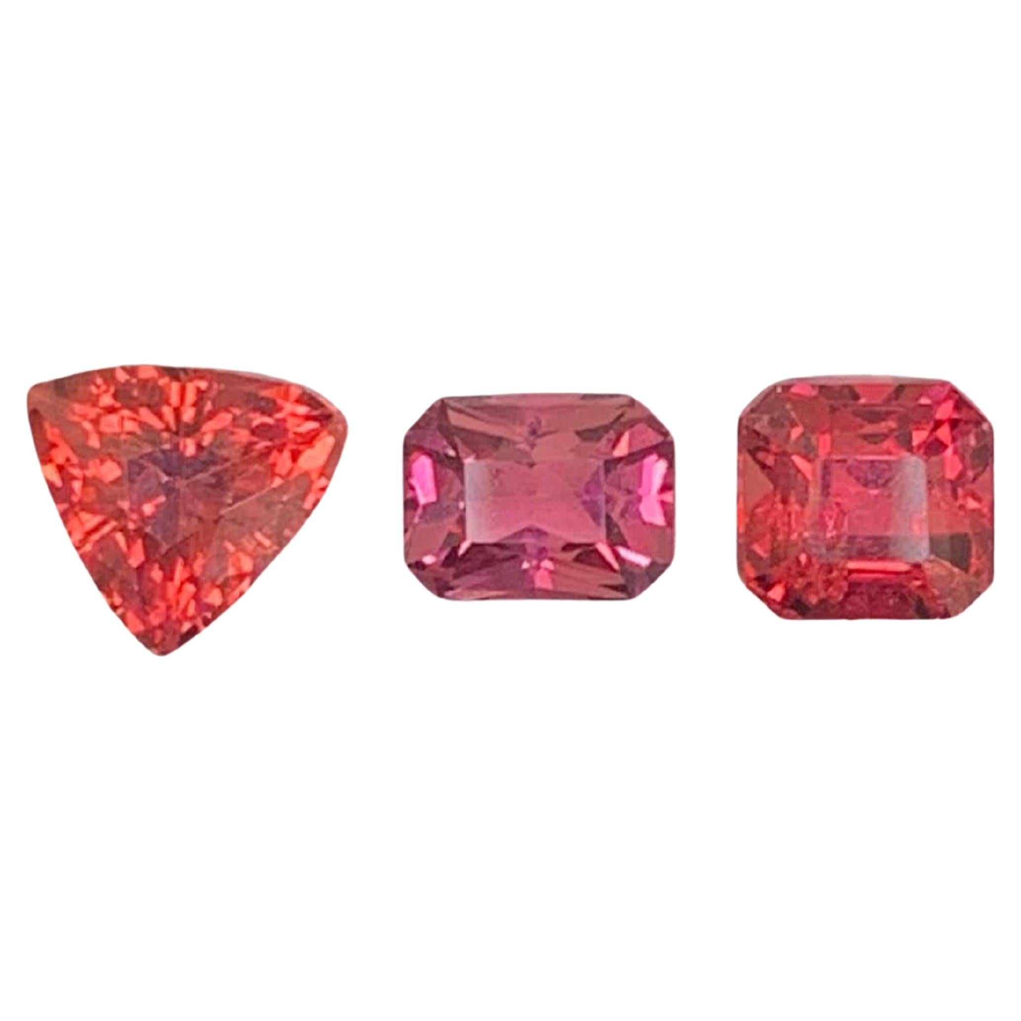 3.75 Carat Natural Loose 3 Piece Garnet Stones Mix Cut African Gemstones