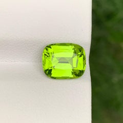3.75 Carat Natural Loose Apple Green Peridot Cushion Cut Pakistani Gemstone