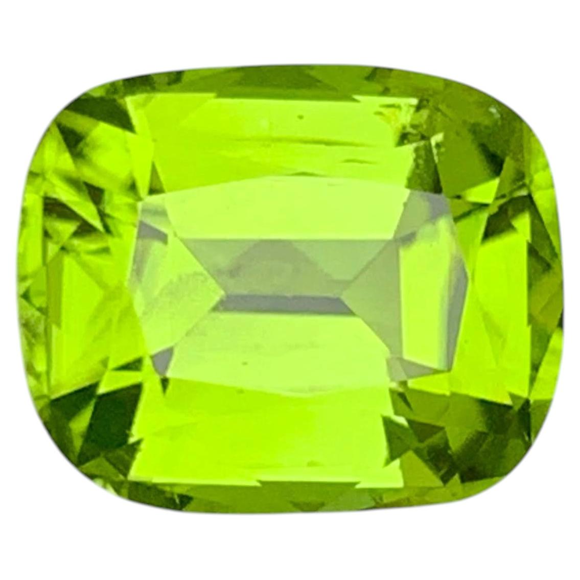 3.75 Carat Natural Loose Apple Green Peridot Cushion Cut Pakistani Gemstone