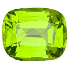 3.75 Carat Natural Loose Apple Green Peridot Cushion Cut Pakistani Gemstone