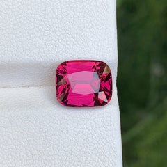3.75 Carat Natural Loose Pinkish Red Garnet Stone Cushion Cut Tanzanian Gemstone