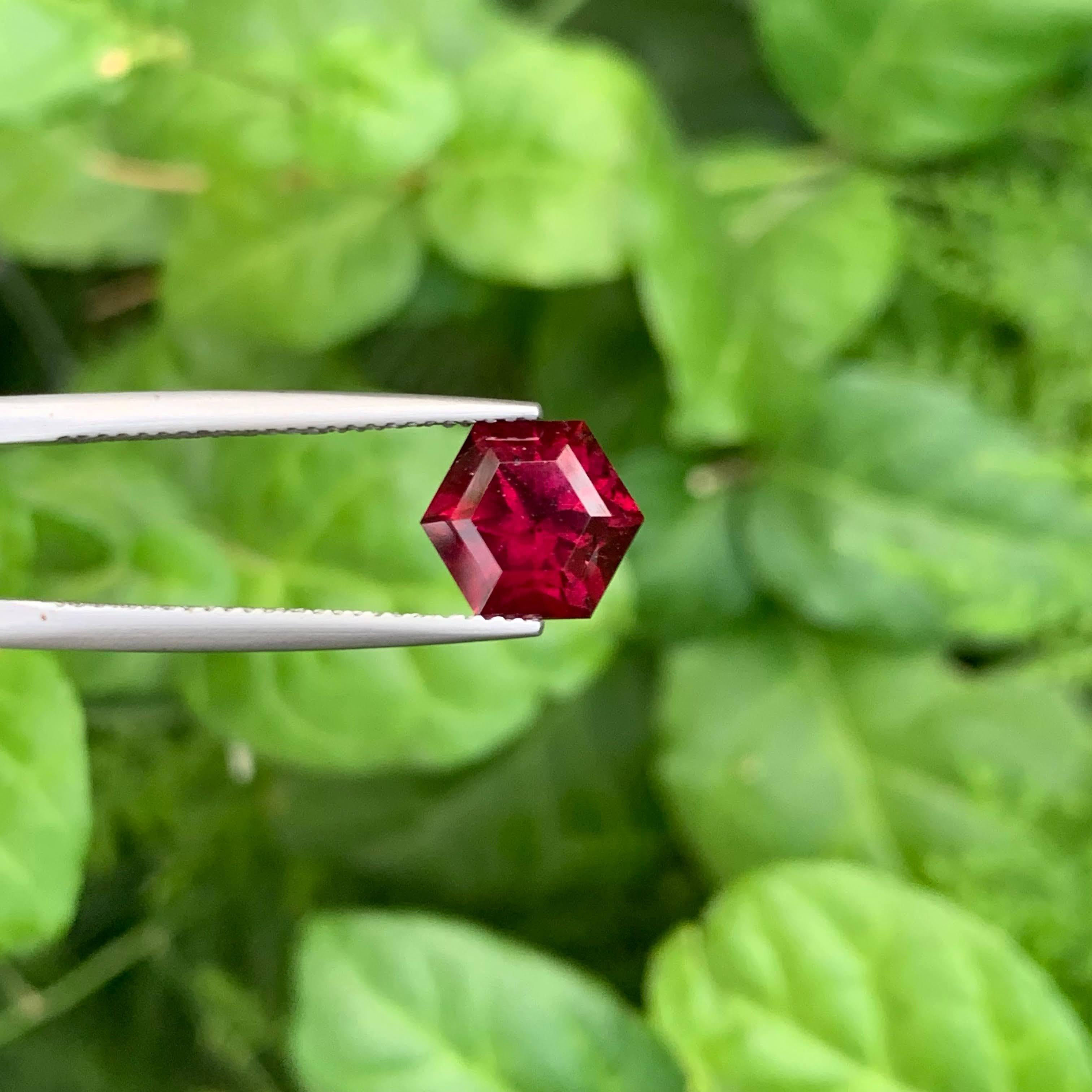 3.75 Carat Natural Loose Vibrant Red Garnet Hexagonal Cut Tanzanian Gemstone (pierre précieuse tanzanienne de taille hexagonale) en vente 3