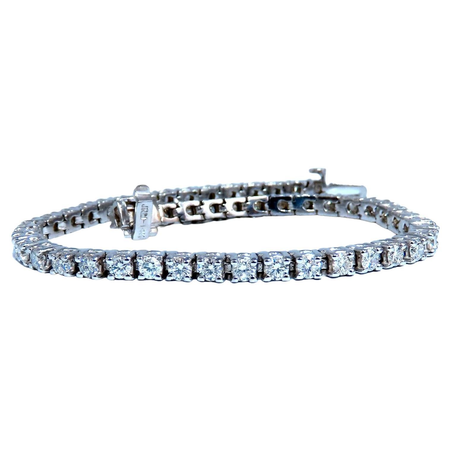 3.75 carat natural round diamonds link tennis bracelet 14kt For Sale