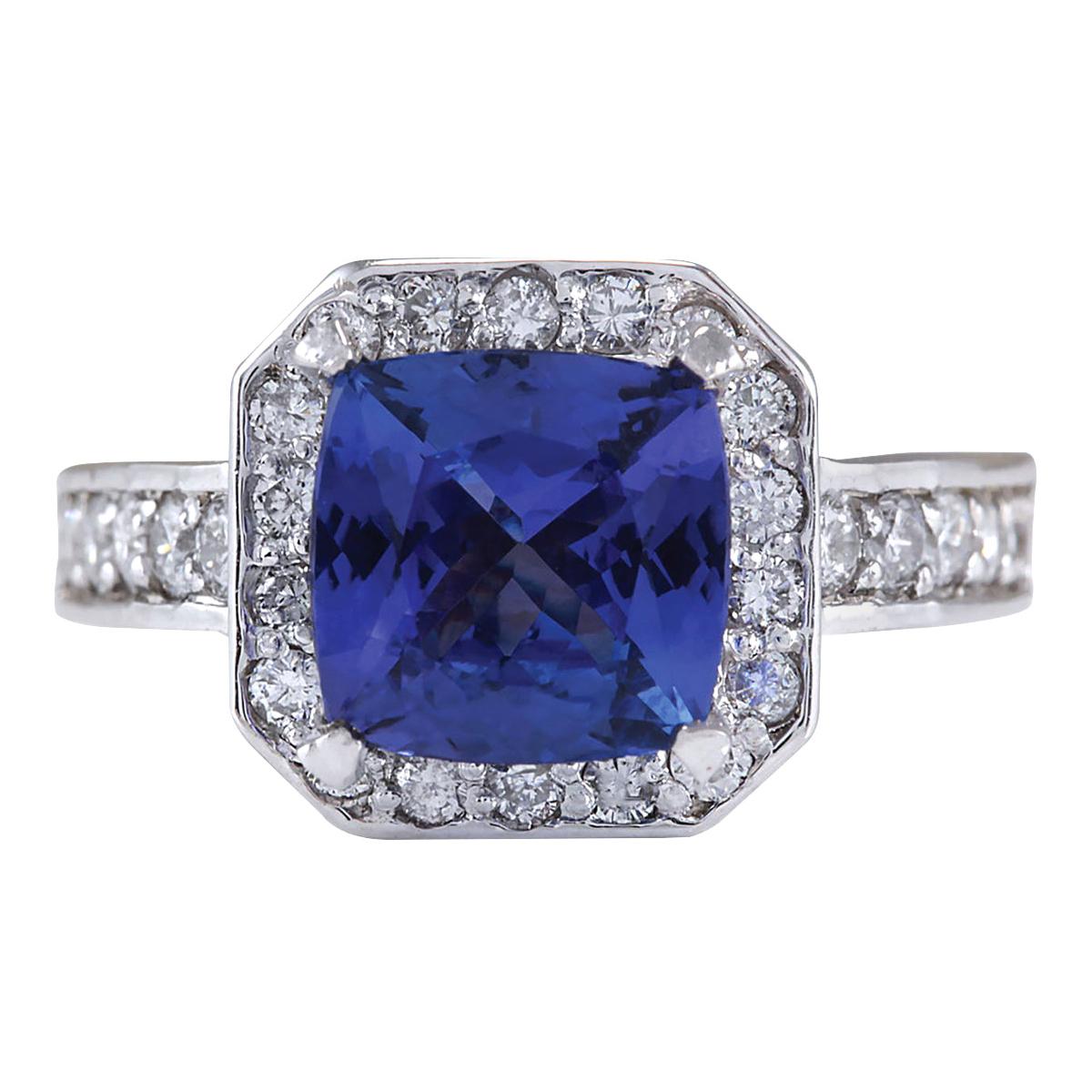 Tanzanite Diamond Ring In 14 Karat White Gold 