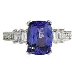 khloe kardashian eternity rings Tanzanite Diamond Ring In 14 Karat White Gold