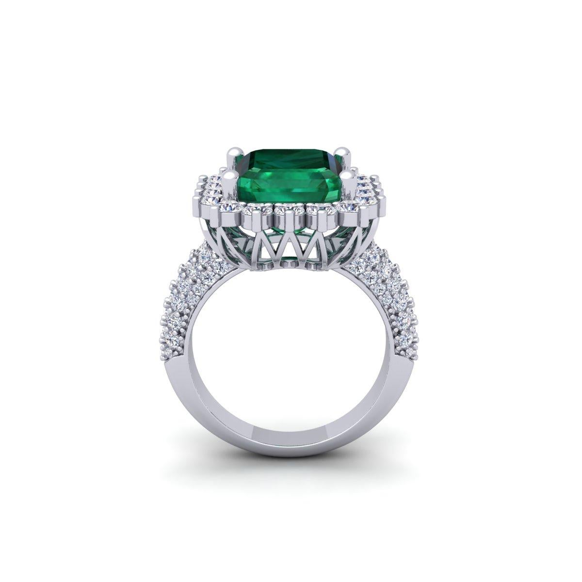 Anello con smeraldo verde naturale da 3,75 carati, diamanti bianchi naturali, anello da donna in vendita 6