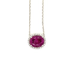 3.75Carat Pink-Purple Garnet and Diamond Pendant Necklace