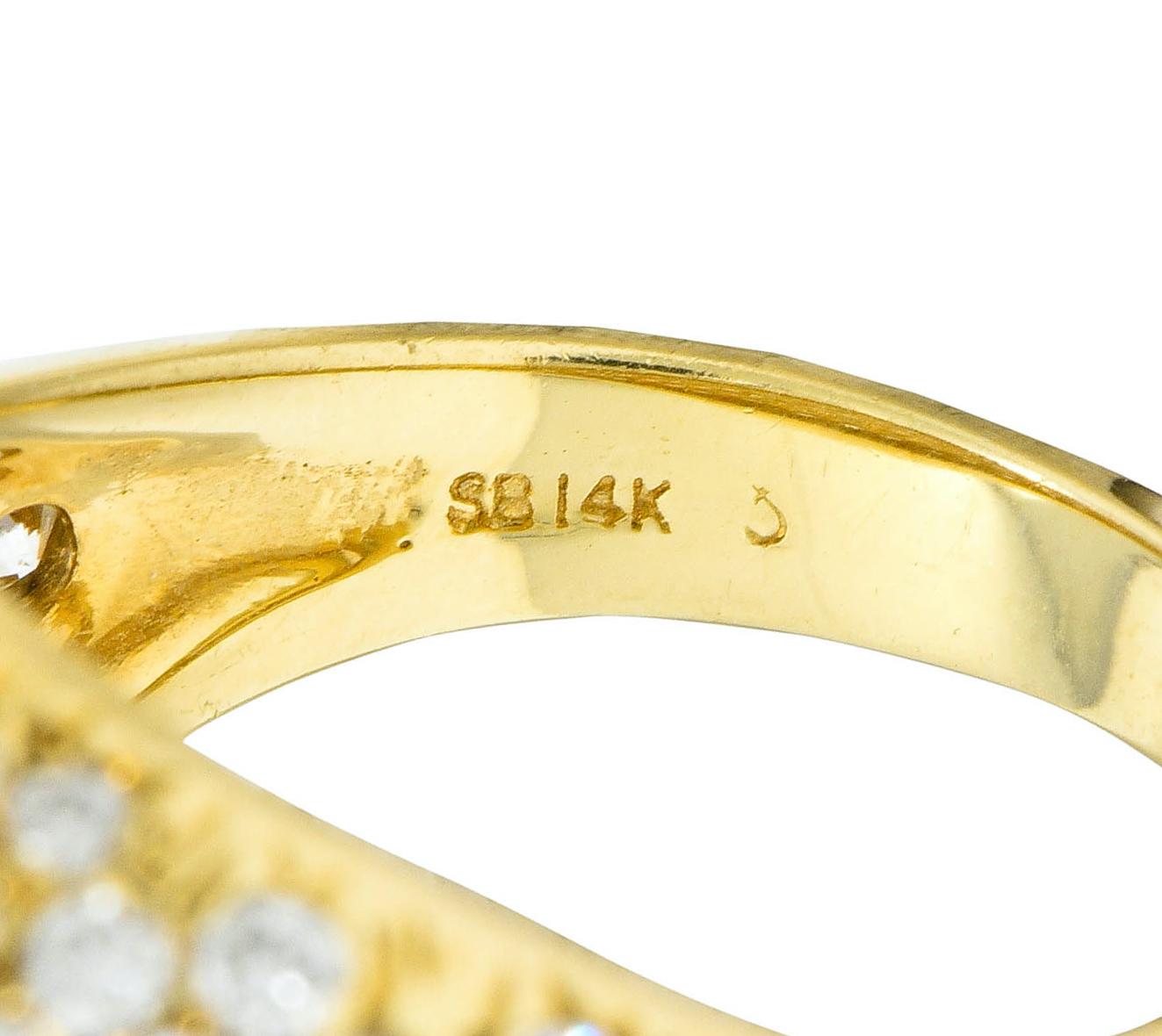 Women's or Men's 3.75 Carat Pave Diamond 14 Karat Yellow Gold Bombay Cluster Dome Band Ring