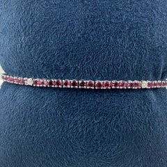3.75 Carat Pink Sapphire and Diamond Tennis Bracelet in 14K White Gold