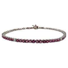 Bracciale Tennis con zaffiro rosa e diamanti da 3,75 carati in oro bianco 14K
