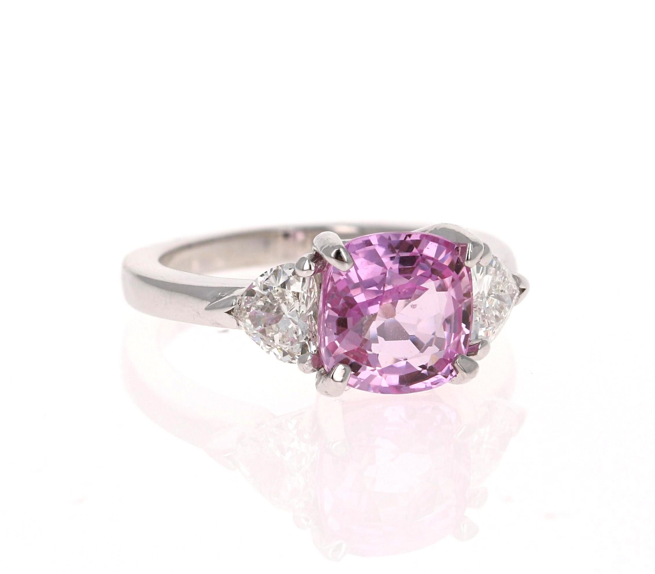 pink sapphire diamond white gold ring