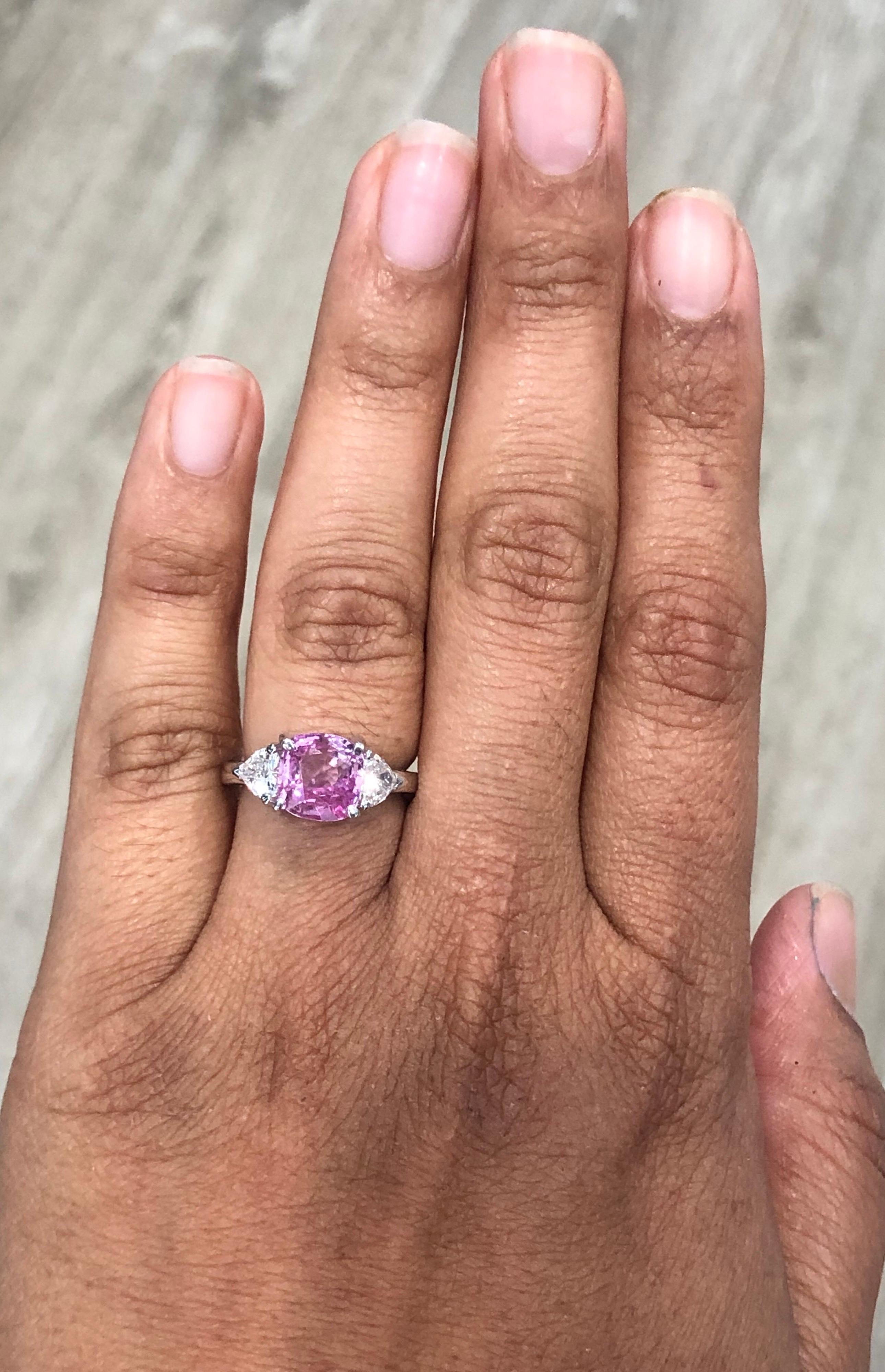 pink stone white gold ring