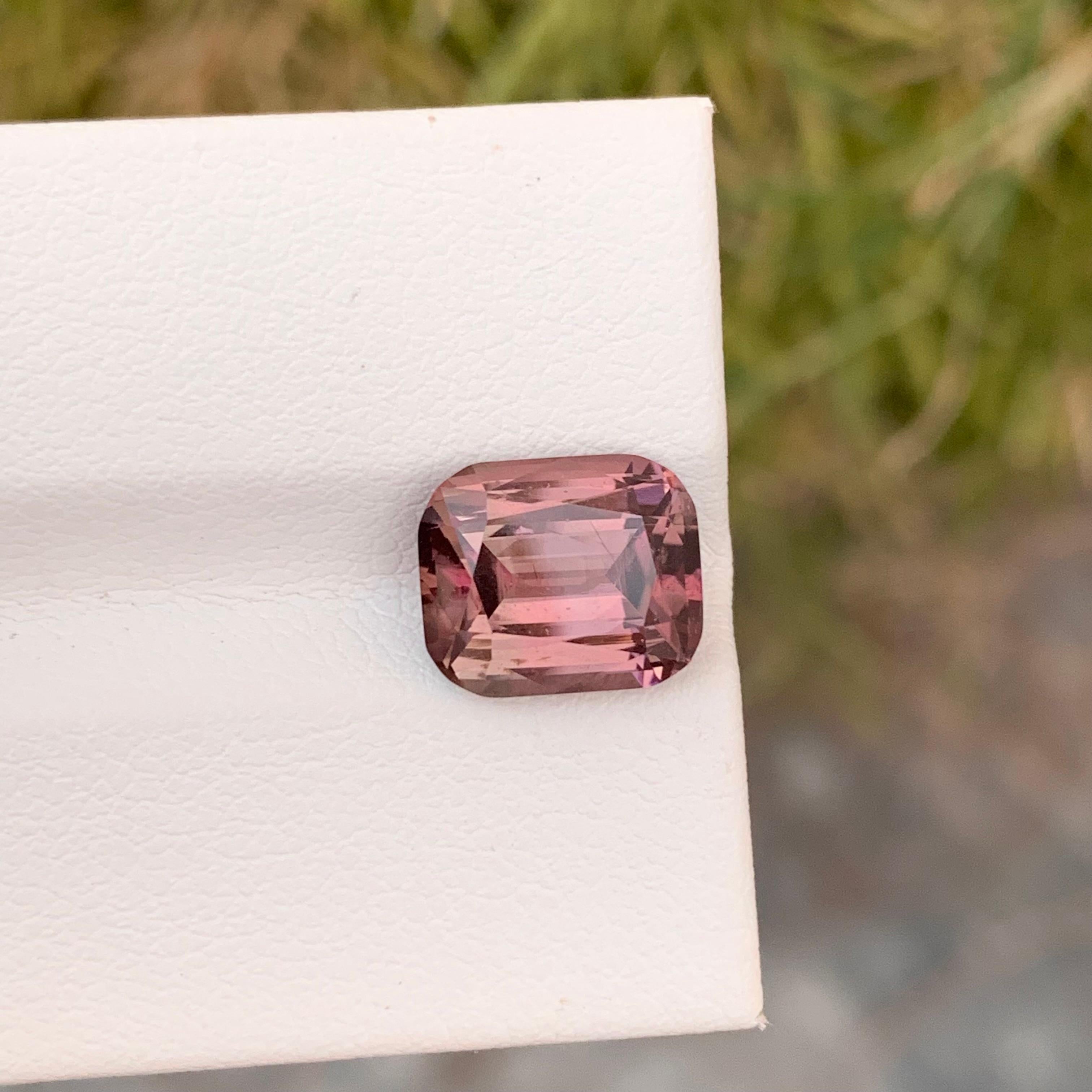 Women's or Men's 3.75 Carat Pretty Loose Peach Pink Tourmaline Cushion Shape Gem From Afghanistan For Sale