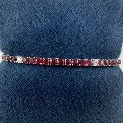 3.75 Carat Ruby and Diamond Tennis Bracelet in 14K White Gold