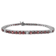 Bracelet de tennis en or blanc 14K avec rubis et diamants de 3,75 carats