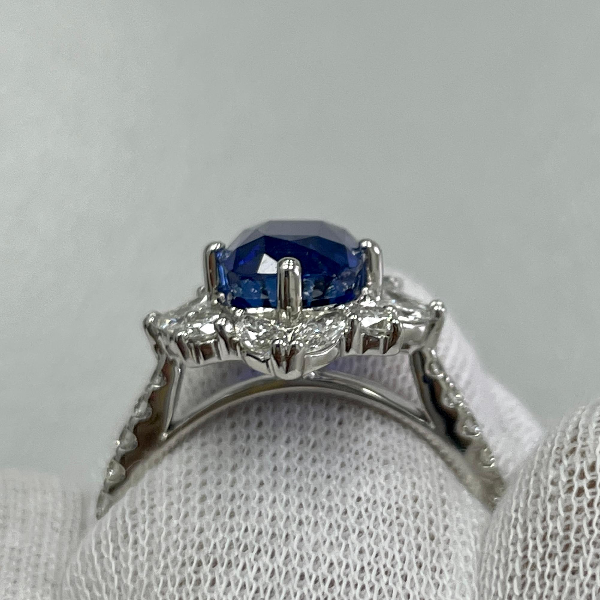 Ring aus Weißgold mit 3,75 Karat Saphir und Diamant (Ovalschliff) im Angebot