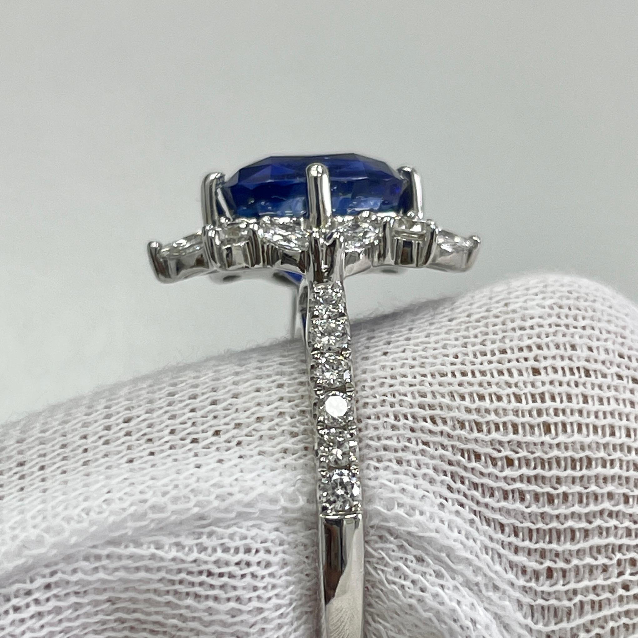 3.75 Carat Sapphire & Diamond White Gold Ring In New Condition For Sale In New York, NY