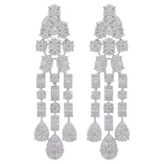 Boucles d'oreilles chandelier en diamant de 3,75 carats, pureté SI, couleur HI, en or blanc 18 carats