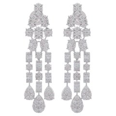 3.75 Carat SI Clarity HI Color Diamond Chandelier Earrings 18 Karat White Gold