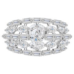 3.75 Carat SI Clarity HI Color Multi Shape Diamond Ring 18 Karat White Gold