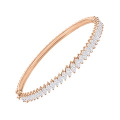 3.75 Carat SI/H Marquise Brilliant Cut Diamond Bangle Bracelet 14k Rose Gold