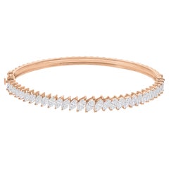 3.75 Carat SI/H Marquise Brilliant Cut Diamond Bangle Bracelet en or rose 18k