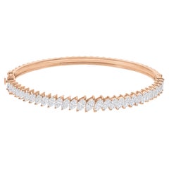 3.75 Carat SI/H Marquise Brilliant Cut Diamond Bangle Bracelet 18k Rose Gold