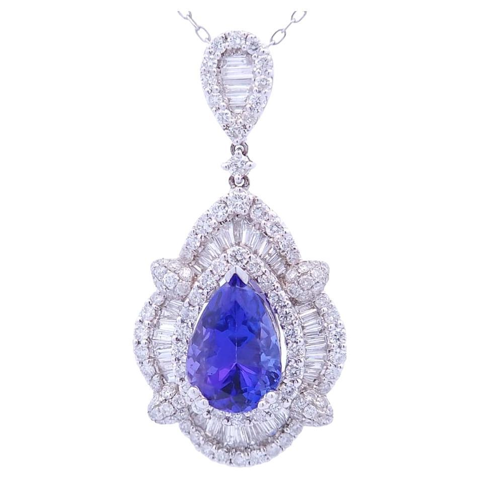 3.75 Carat Tanzanite Pendant in 18K White Gold