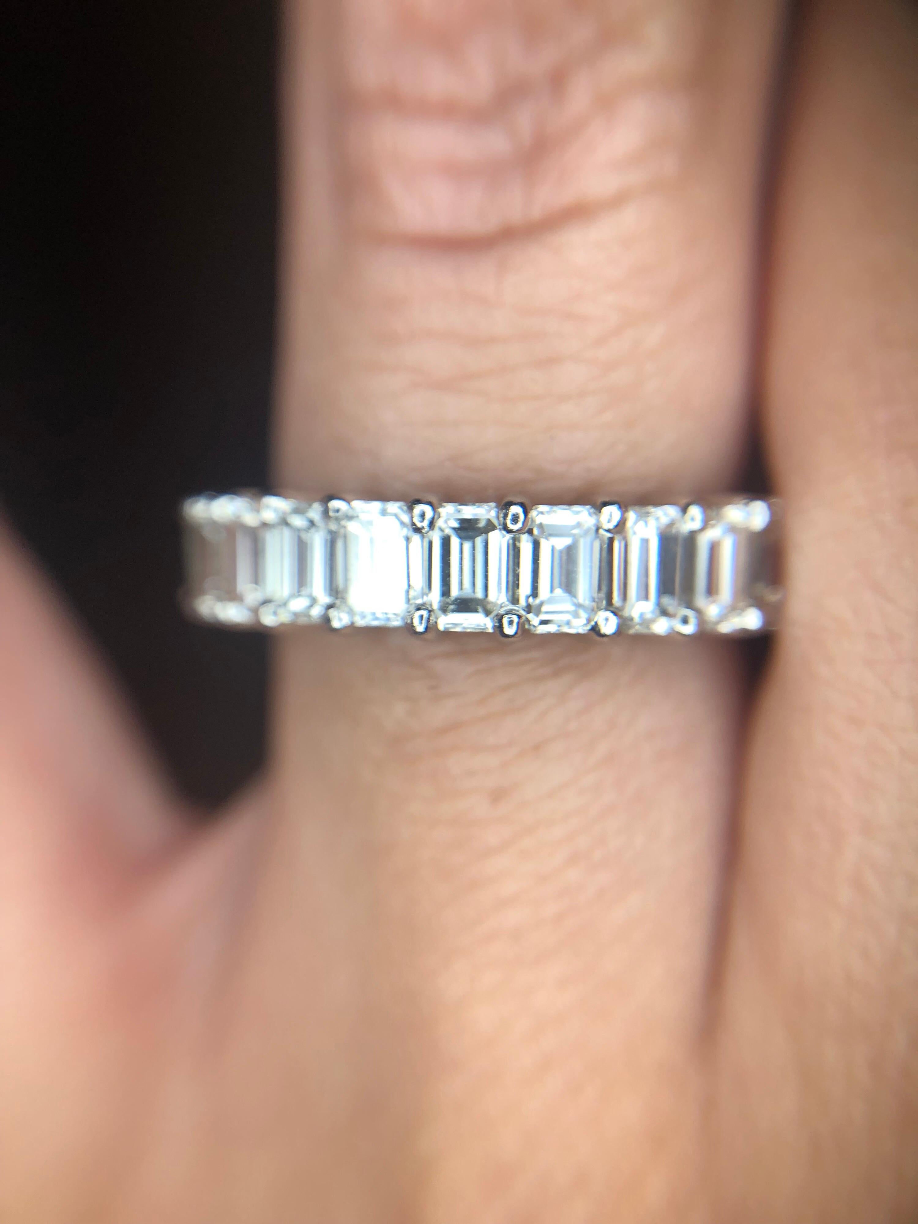 3.75 Carat Total Weight in Fine Emerald Cut Diamonds in Platinum Eternity Band In New Condition In Houston, TX