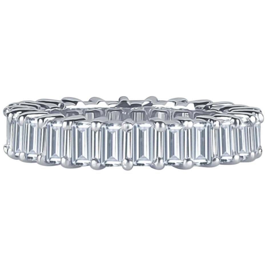 3.75 Carat Total Weight in Fine Emerald Cut Diamonds in Platinum Eternity Band