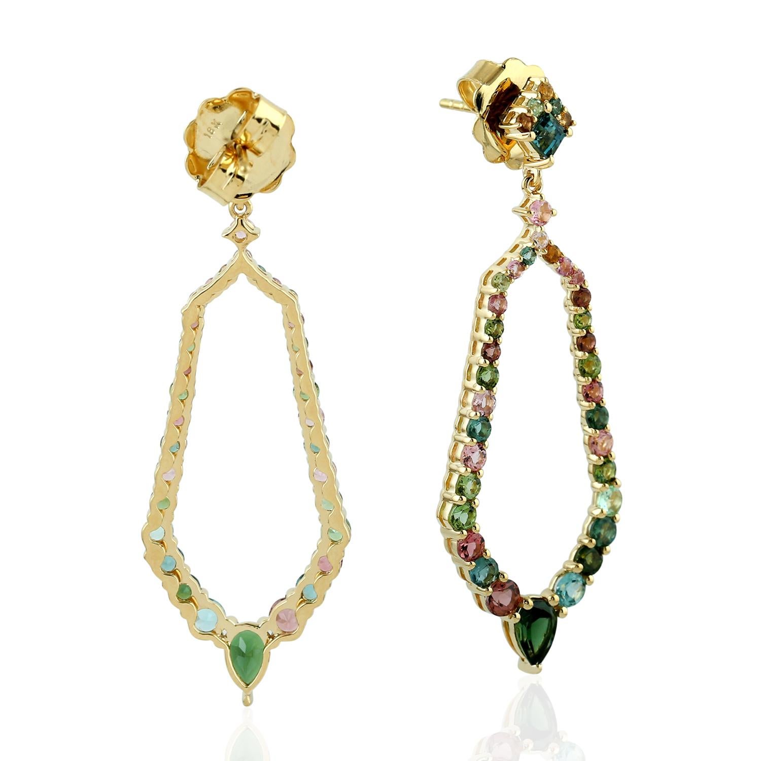 These tourmaline earrings are true stunners. It is hand set in 18K gold and 3.75 carats tourmaline.

FOLLOW  MEGHNA JEWELS storefront to view the latest collection & exclusive pieces.  Meghna Jewels is proudly rated as a Top Seller on 1stdibs with 5