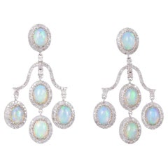 Opal-Ohrring mit 3,75 Karat Diamant und 2,52 Gms Gold und 925 Silber-Diamant
