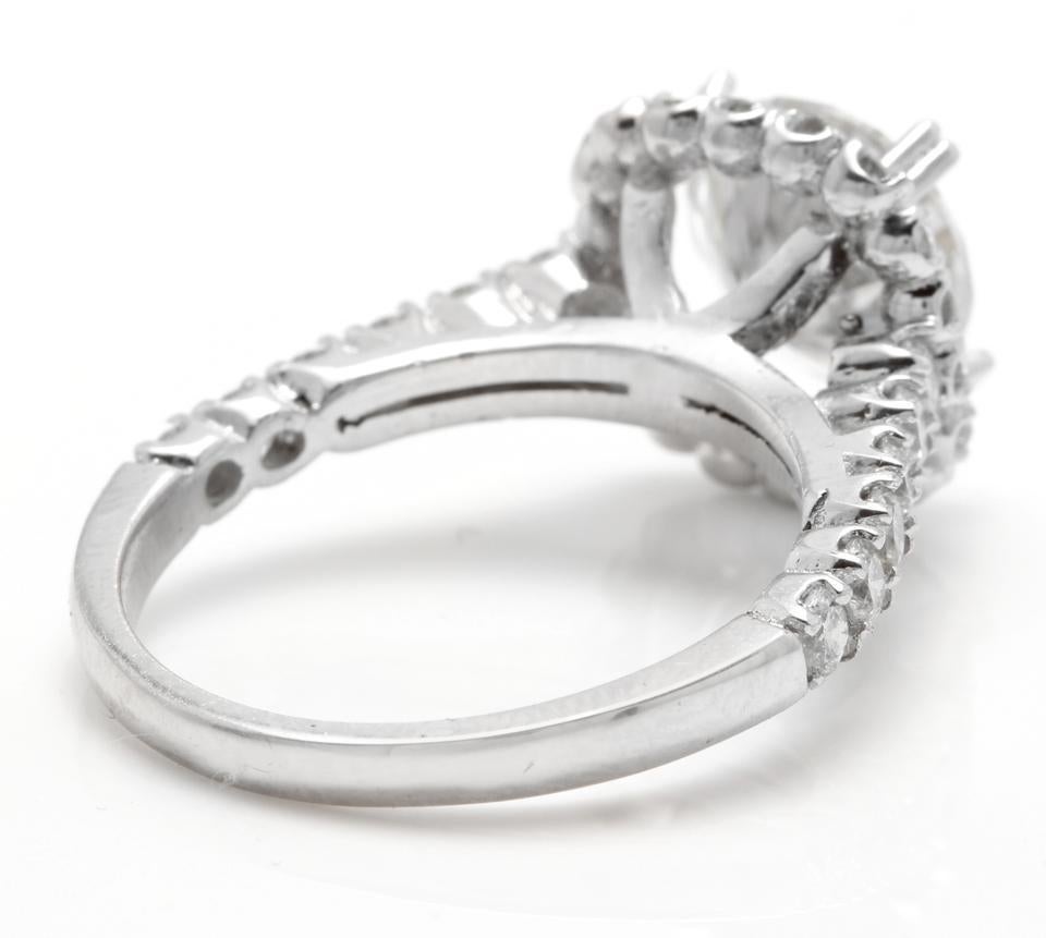 Anillo de oro blanco macizo de 14 quilates con un exquisito diamante natural y moissanita de 3,75 quilates en Nuevo estado para la venta en Los Angeles, CA