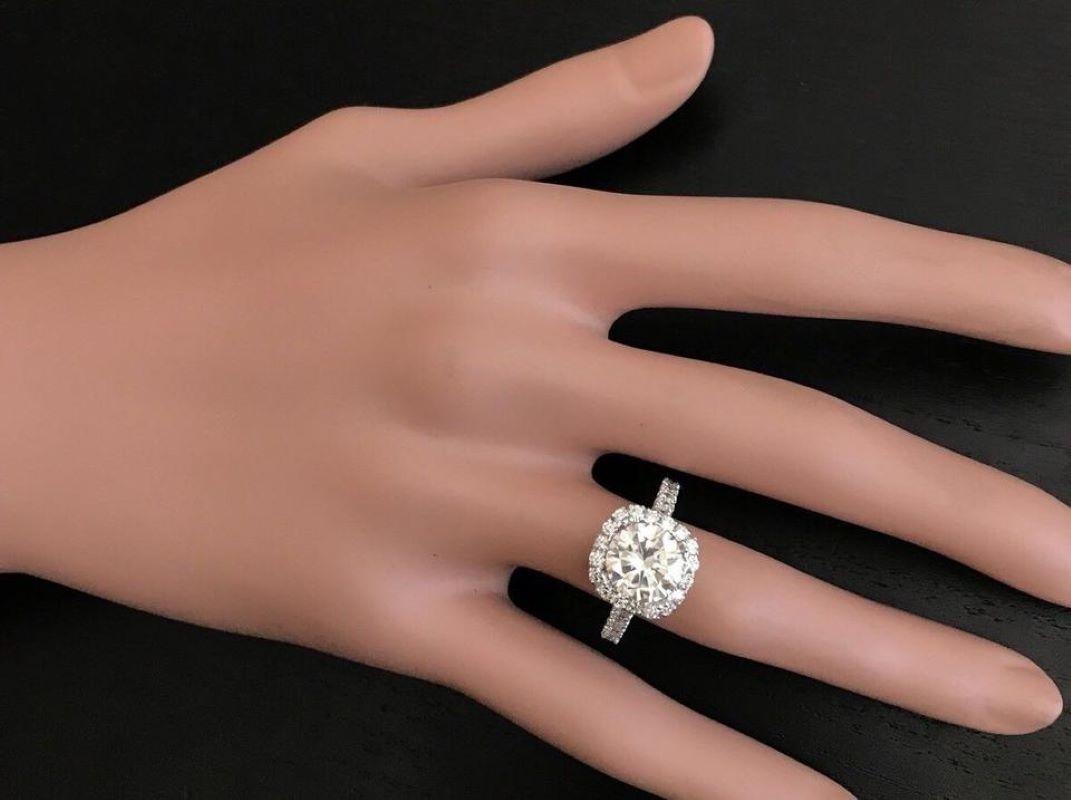 De las mujeres Anillo de oro blanco macizo de 14 quilates con un exquisito diamante natural y moissanita de 3,75 quilates en venta