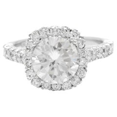 3.75 Carats Exquisite Natural Diamond and Moissanite 14K Solid White Gold Ring