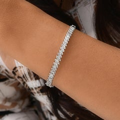 3.75 Carats Marquise Cut SI/HI Diamond Bangle Bracelet 14k Solid White Gold