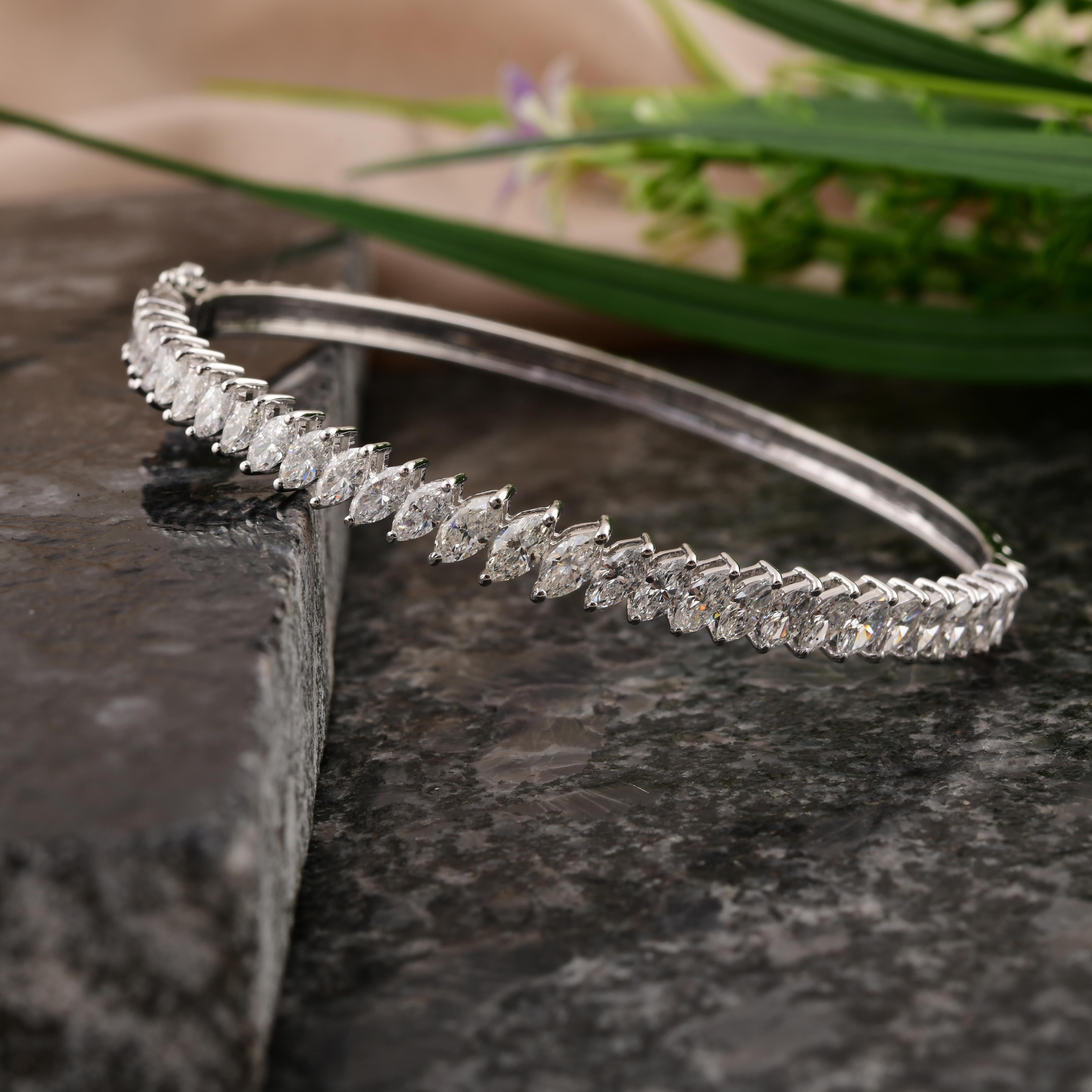 Pulsera de diamantes talla marquesa SI/HI de 3,75 quilates Oro blanco 18k Moderno en venta