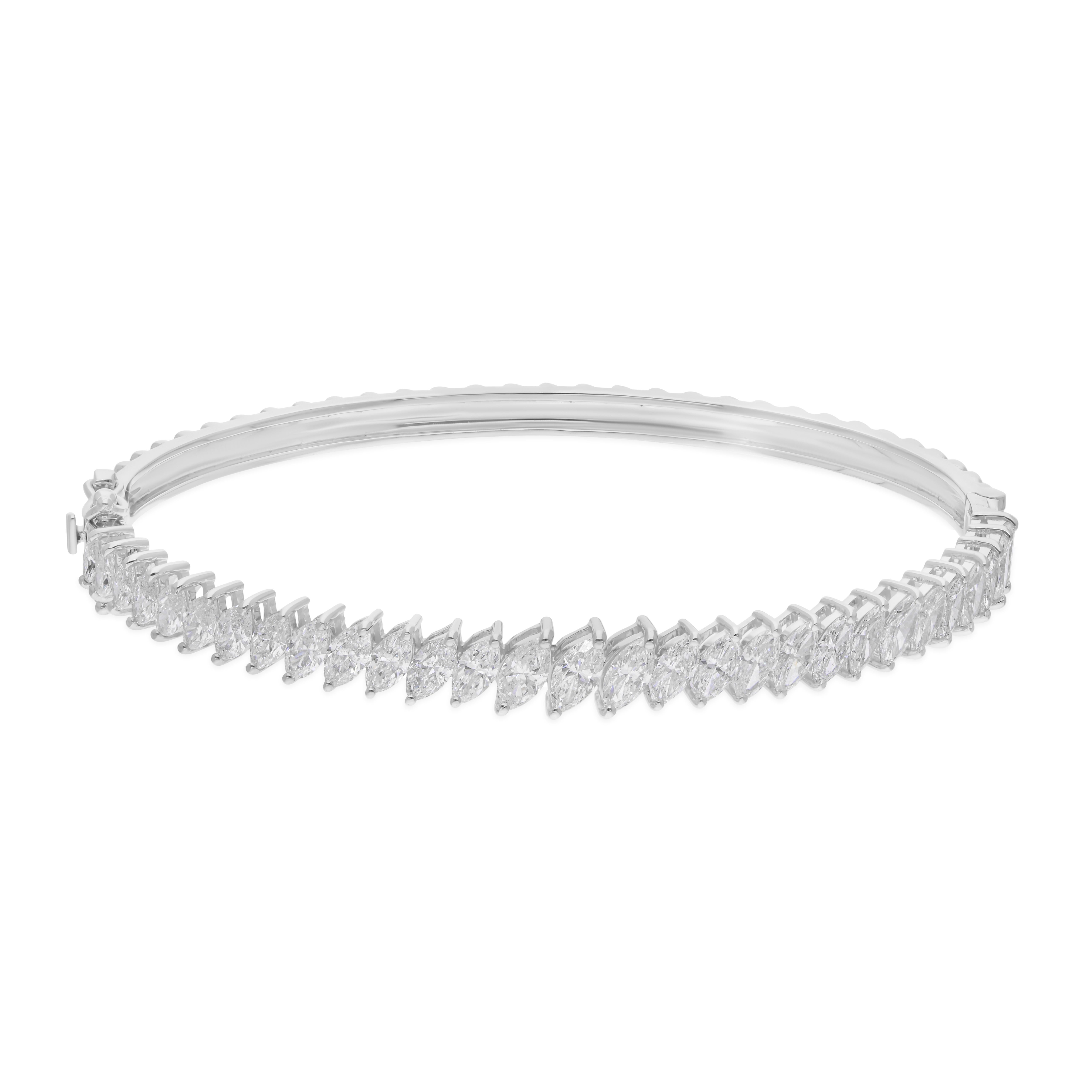 Pulsera de diamantes talla marquesa SI/HI de 3,75 quilates Oro blanco 18k Corte marquesa en venta