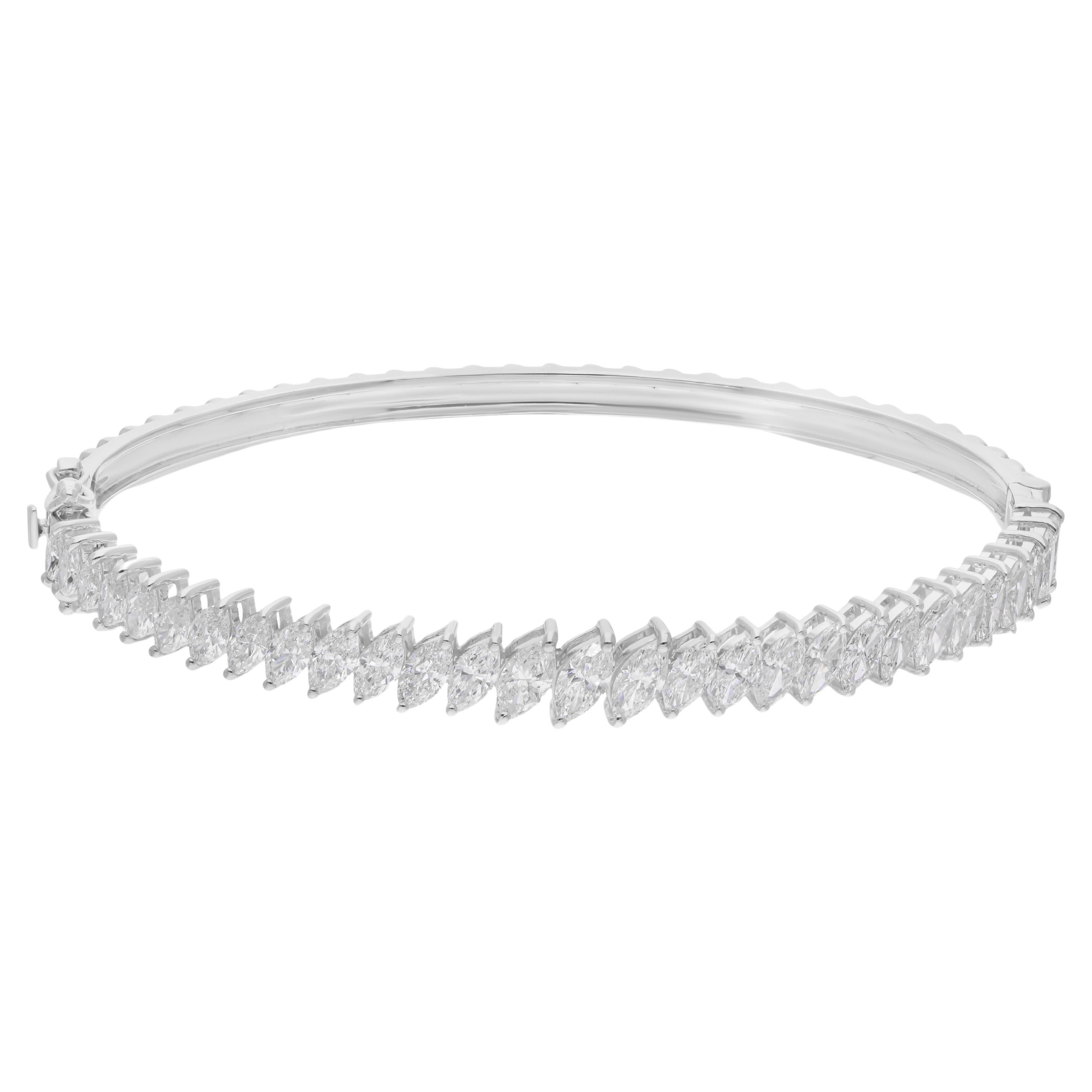Pulsera de diamantes talla marquesa SI/HI de 3,75 quilates Oro blanco 18k en venta