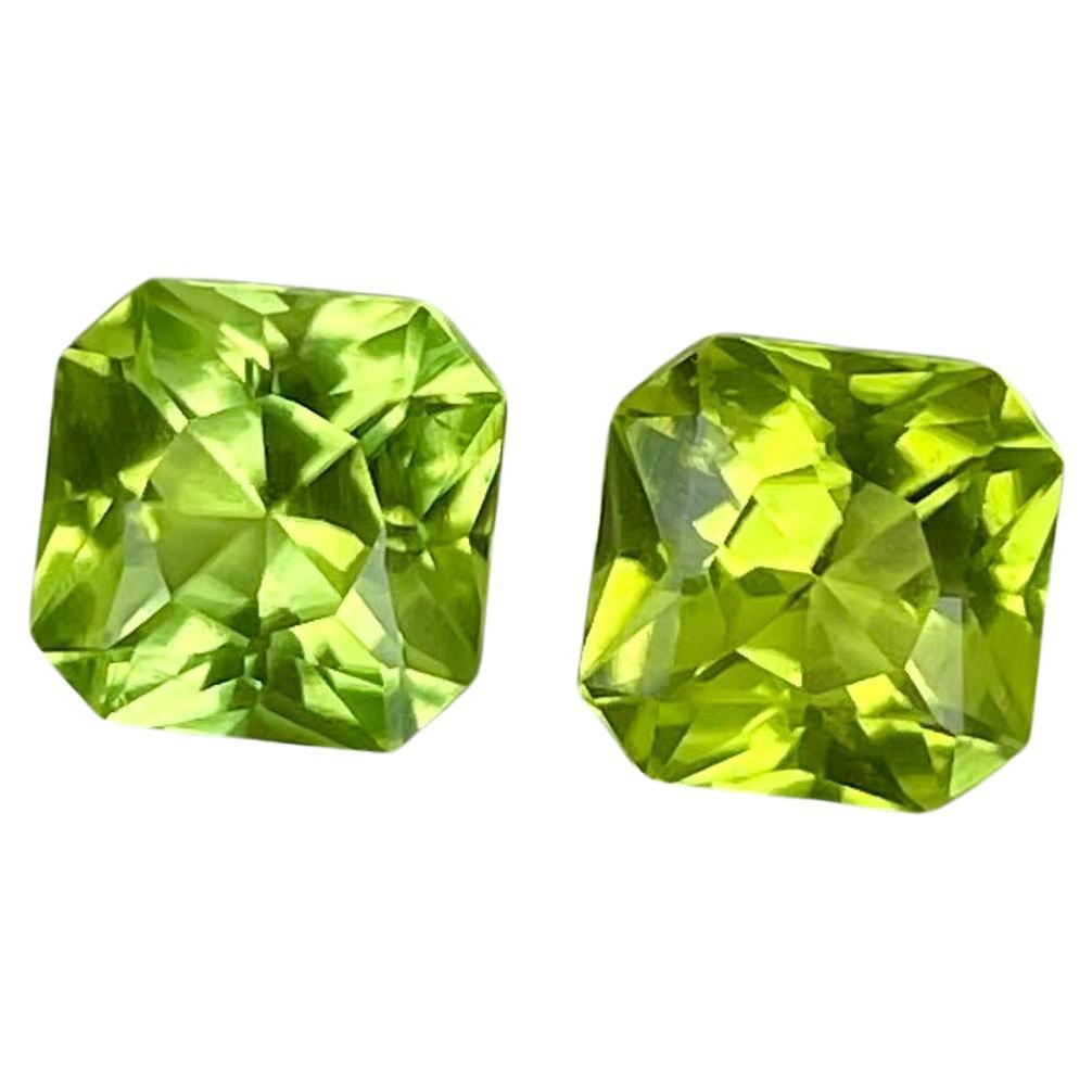 3.75 carats Peridot Pair Custom Precision Cut Natural Pakistani Gemstone