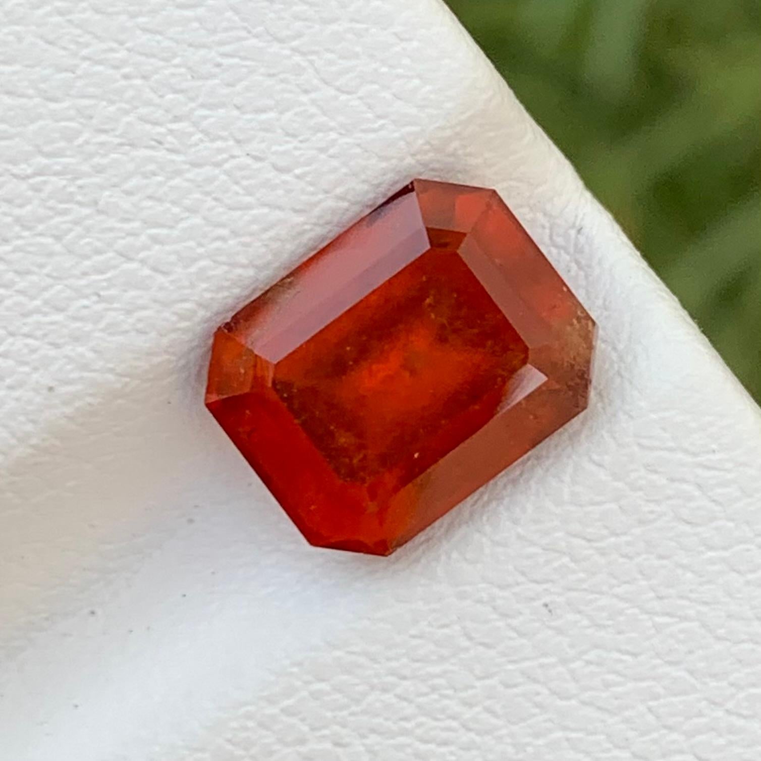 Loose Hessonite Garnet 
Weight: 3.75 Carats 
Dimension: 9.5 x 7.5 x 5.4 Mm
Origin: Central African Republic 
Treatment: Non 
Certificate: On Demand 
Shape : Emerald 

Hessonite garnet, a distinctive and alluring member of the garnet family,