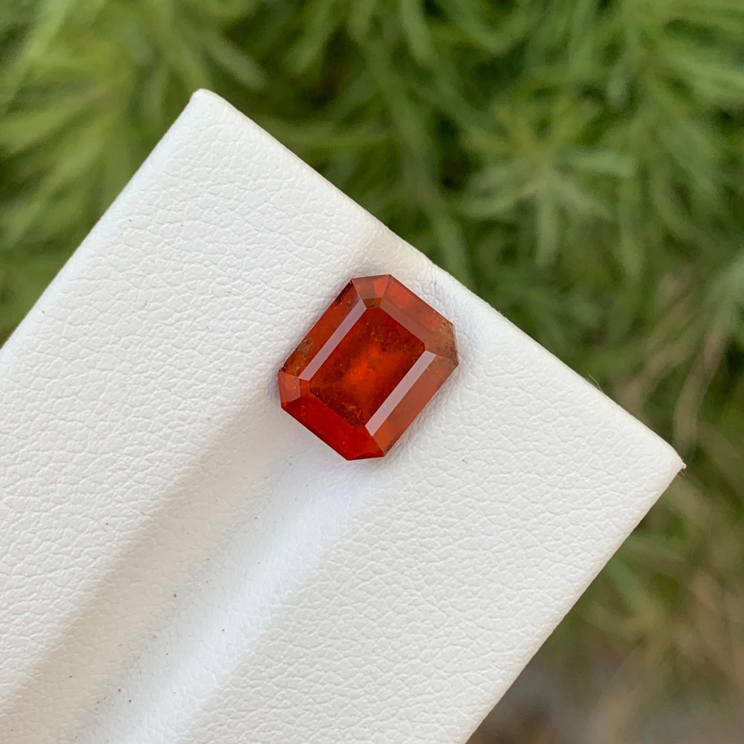 Emerald Cut 3.75 Carats Pretty Loose Hessonite Smoky Garnet Gem For Jewellery Making  For Sale
