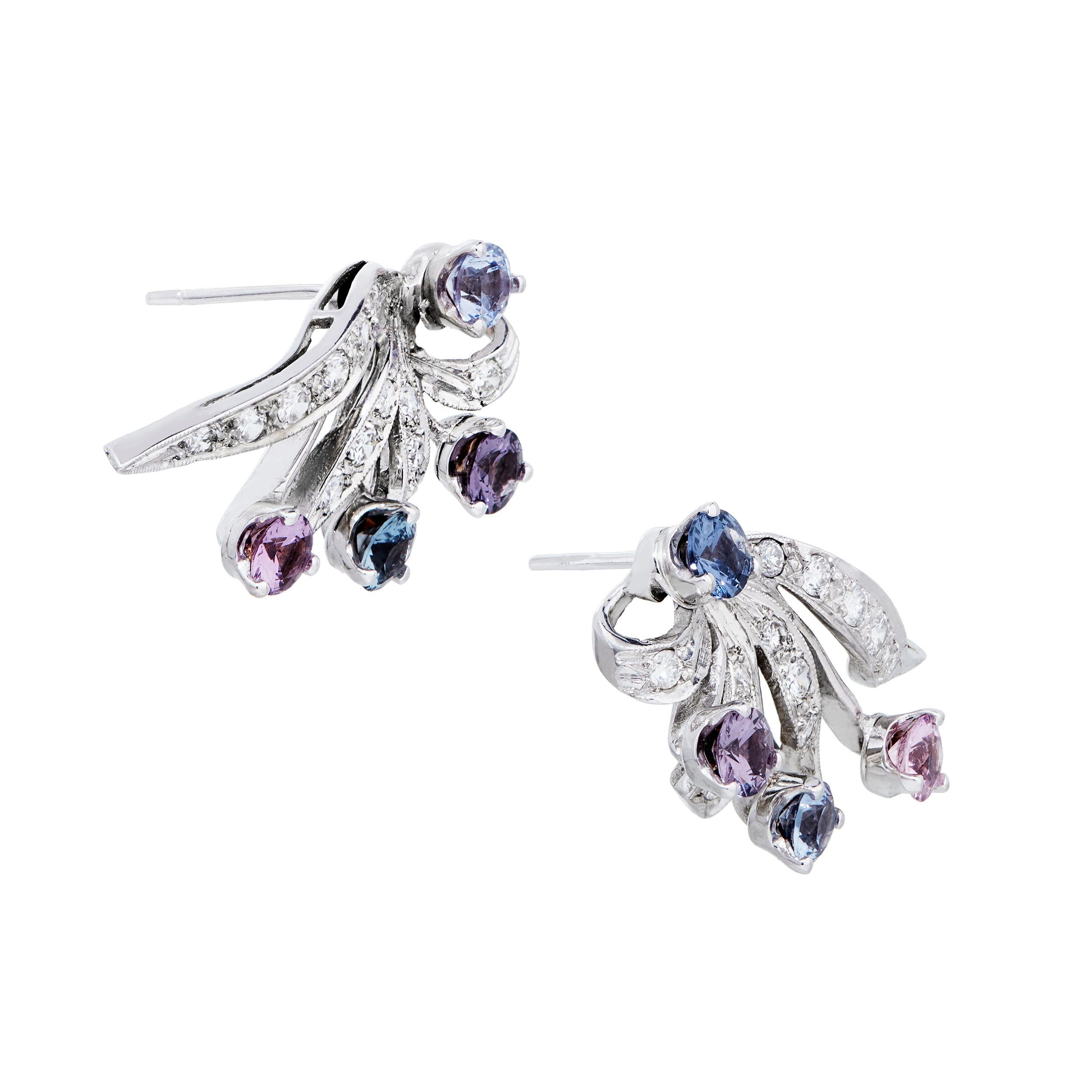 Modern 3.75 Carats Spinel and Diamond Earrings in 14 Karat White Gold For Sale