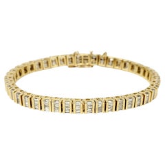 3,75 Karat Gesamt Baguette-Diamant 14 Karat Gelbgold Bar-Glieder-Tennisarmband